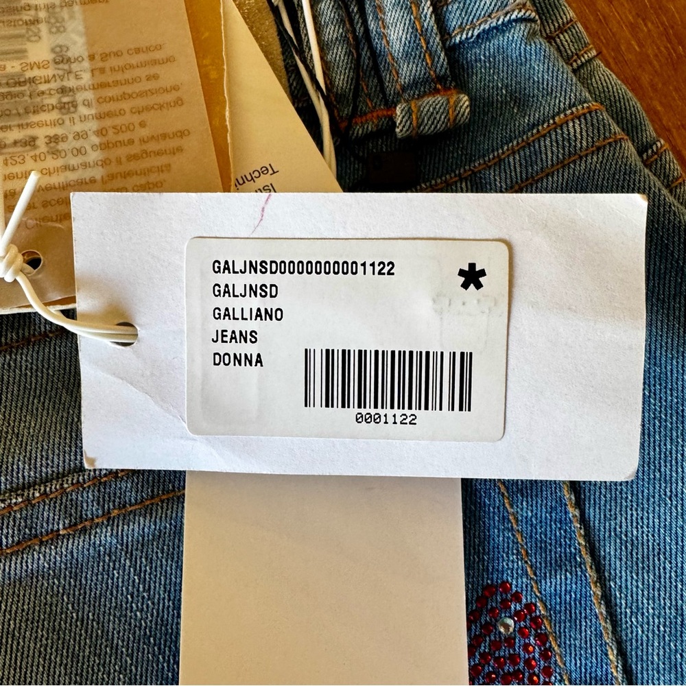 NWT LONG Galliano Donna crystal cherry slim jeans 30 - Picture 5 of 16